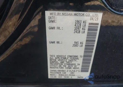 2019 Nissan Altima 2.5 S z USA, uszkodzony, nr VIN 1N4BL4BV8KC232675